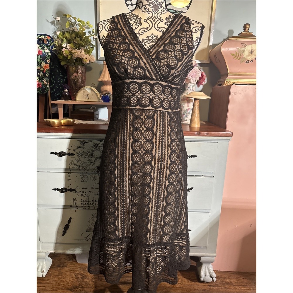 Loft Empire Waist Lace Dress Size 2 Pet Dark Romantic Feminine Boho Occasion